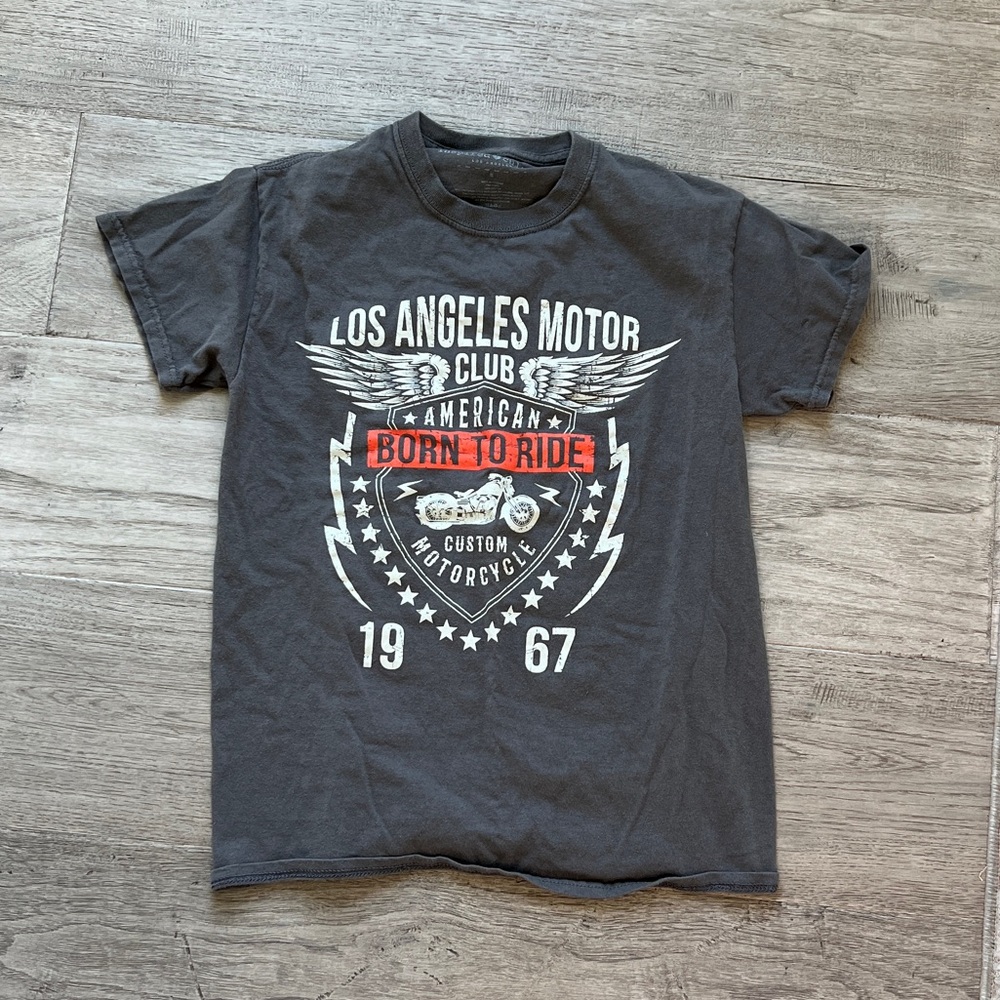 Graphic Tee with Motorcycle Print